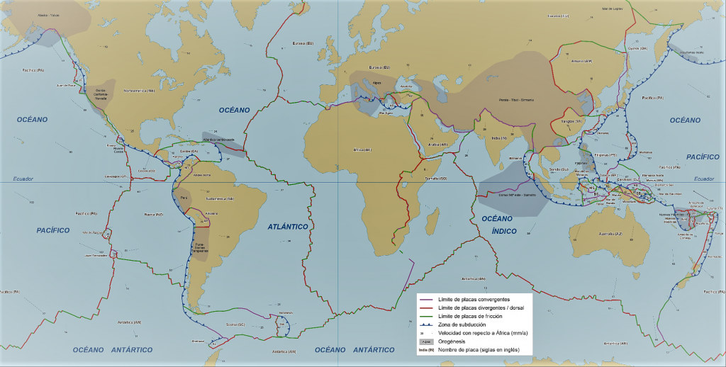mapa mundi fallas geologico