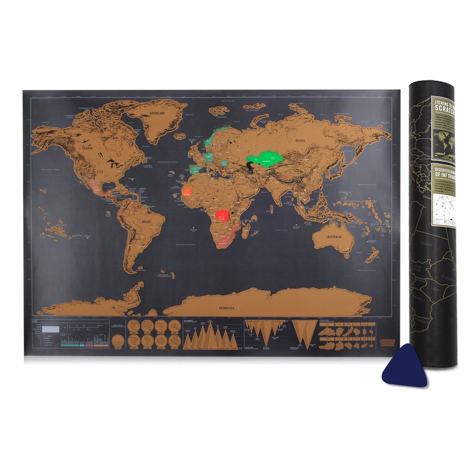 Discovery Map Carta para Rascar Regalo para Viajeros Mapamundi Rasca Plata Mapa Mundi Rascar Detallado Mapa del Mundo para Raspar Grande 88 x 62 cm Scratch off World Travel Map Poster 