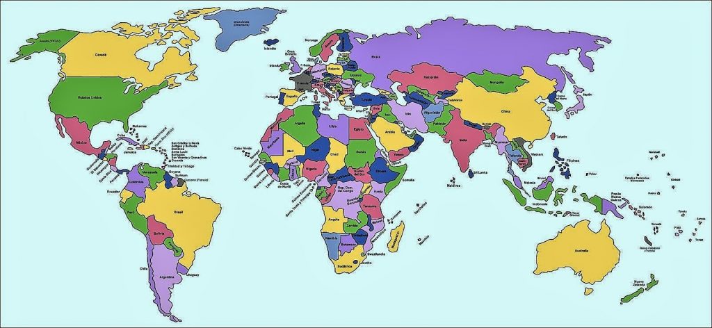mapamundi politico nombres paises