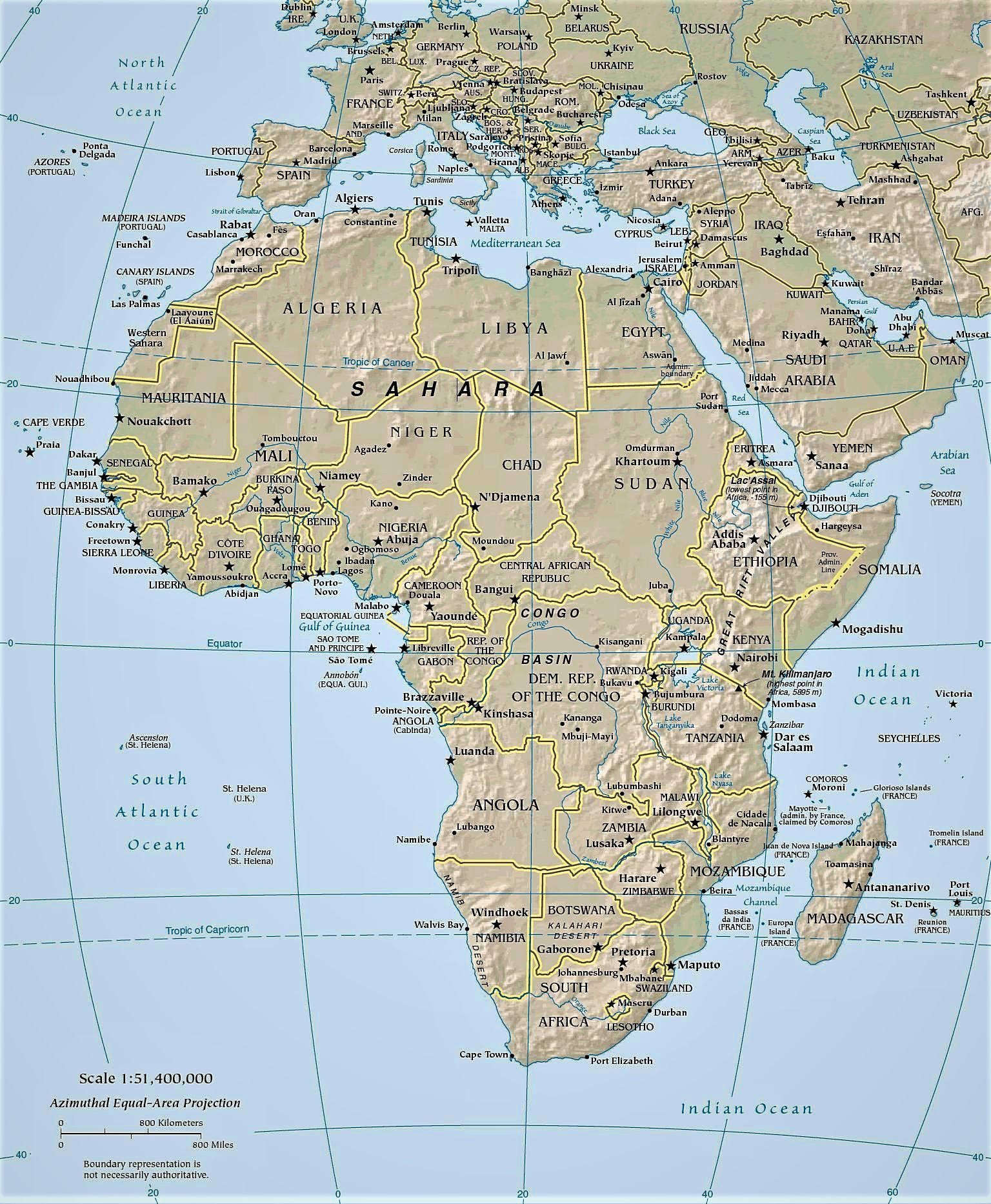 Mapa De África Para Imprimir Político Físico Con Nombres · 2022 1740