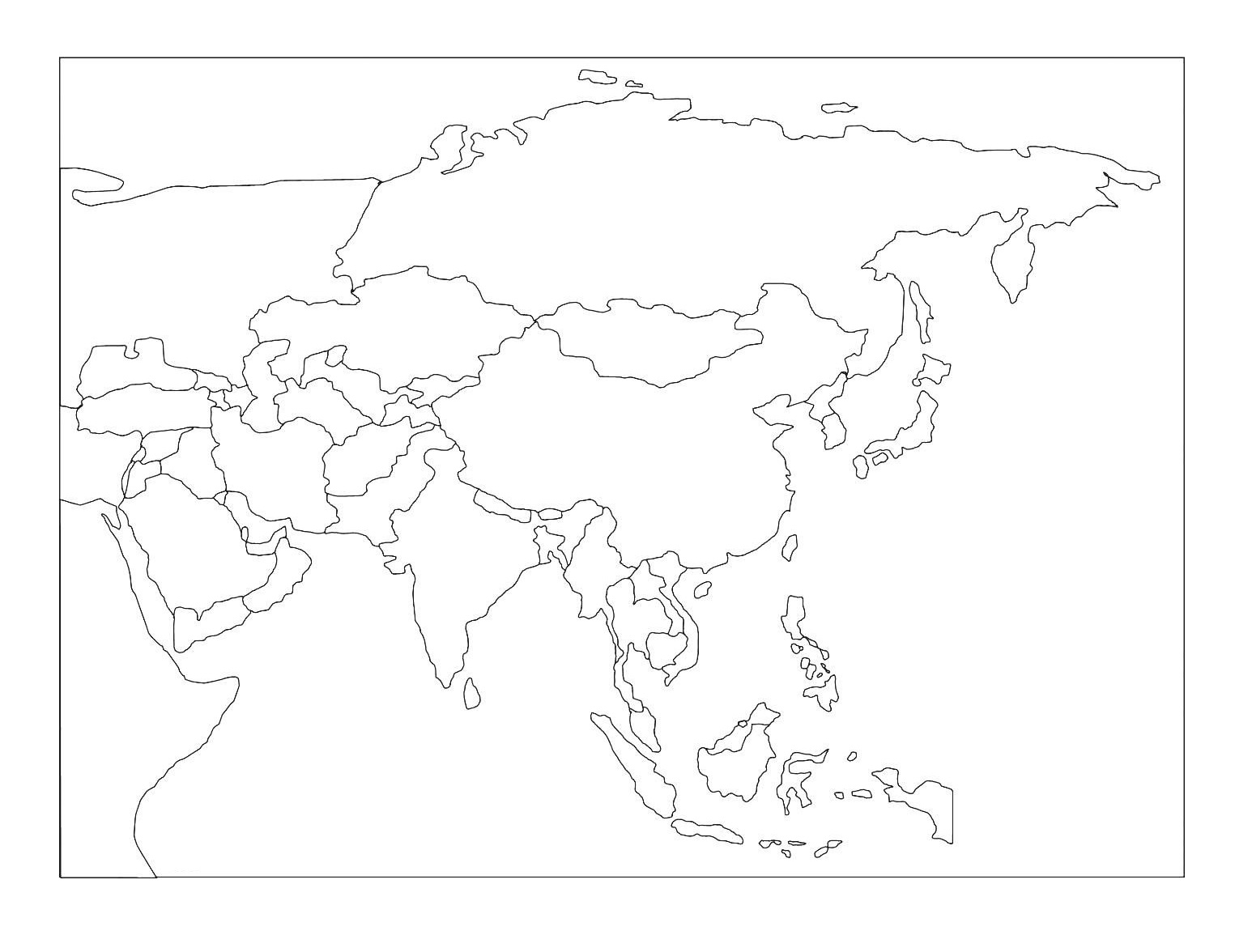 mapa fisico de asia para completar ▷ Mapa de Asia para imprimir | Político | Físico | Mudo | Nombres 
