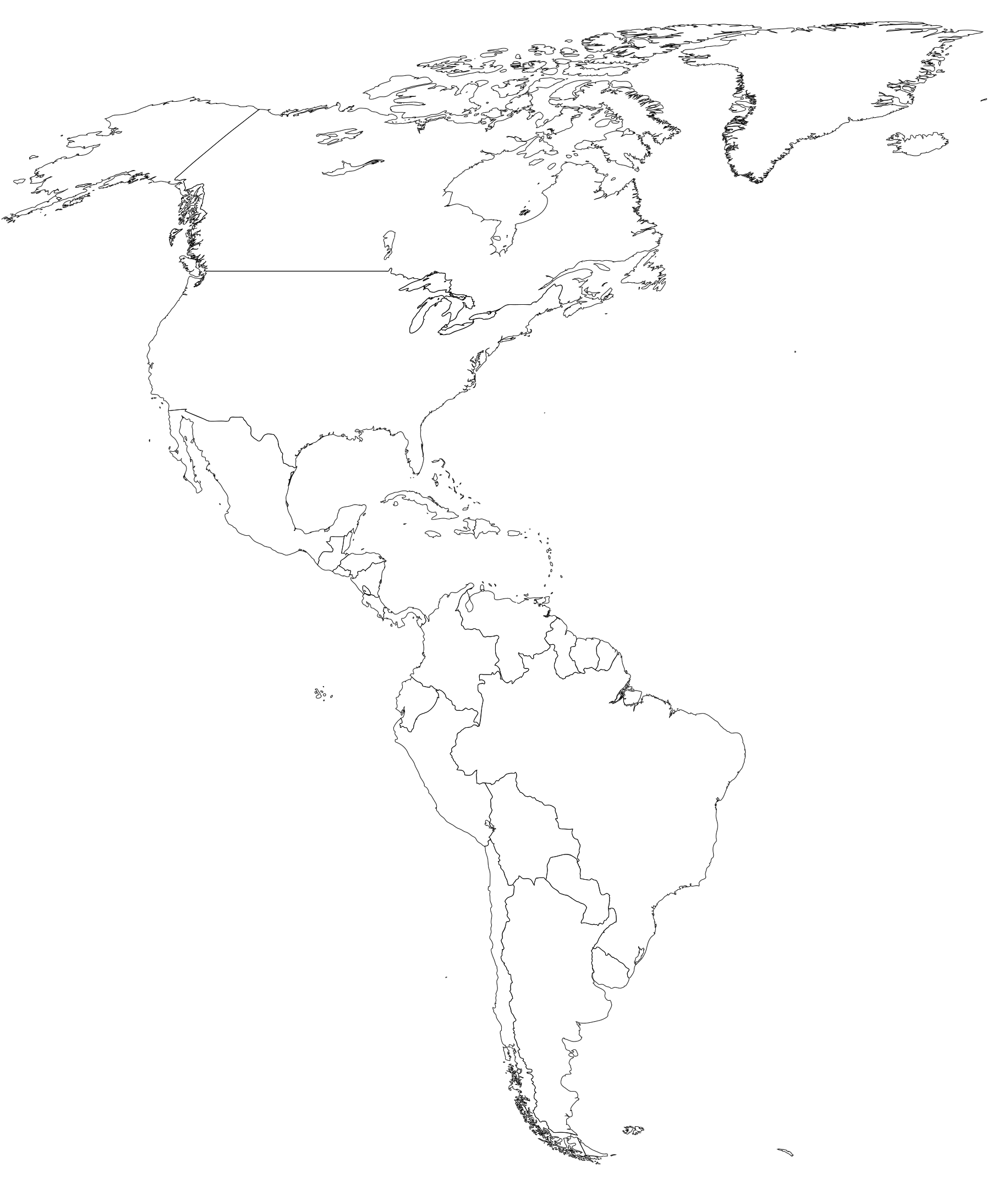 Mapa de América para imprimir | Político | Físico | Nombres | Mudo 🥇