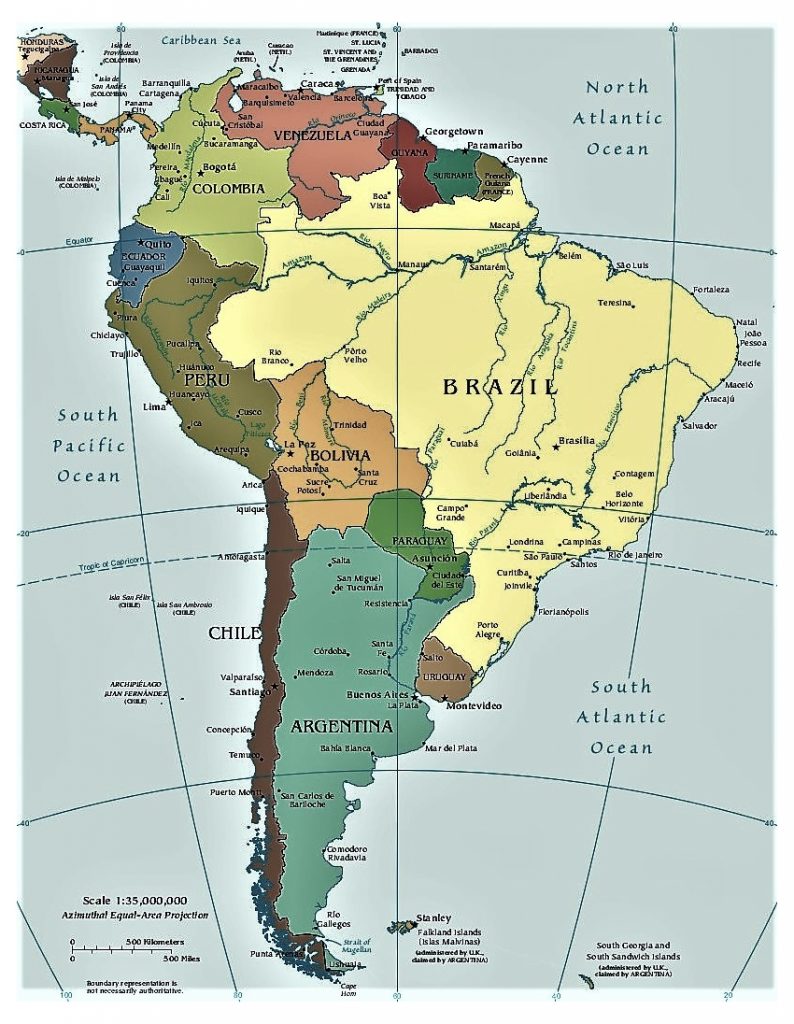 mapa sudamerica con nombres