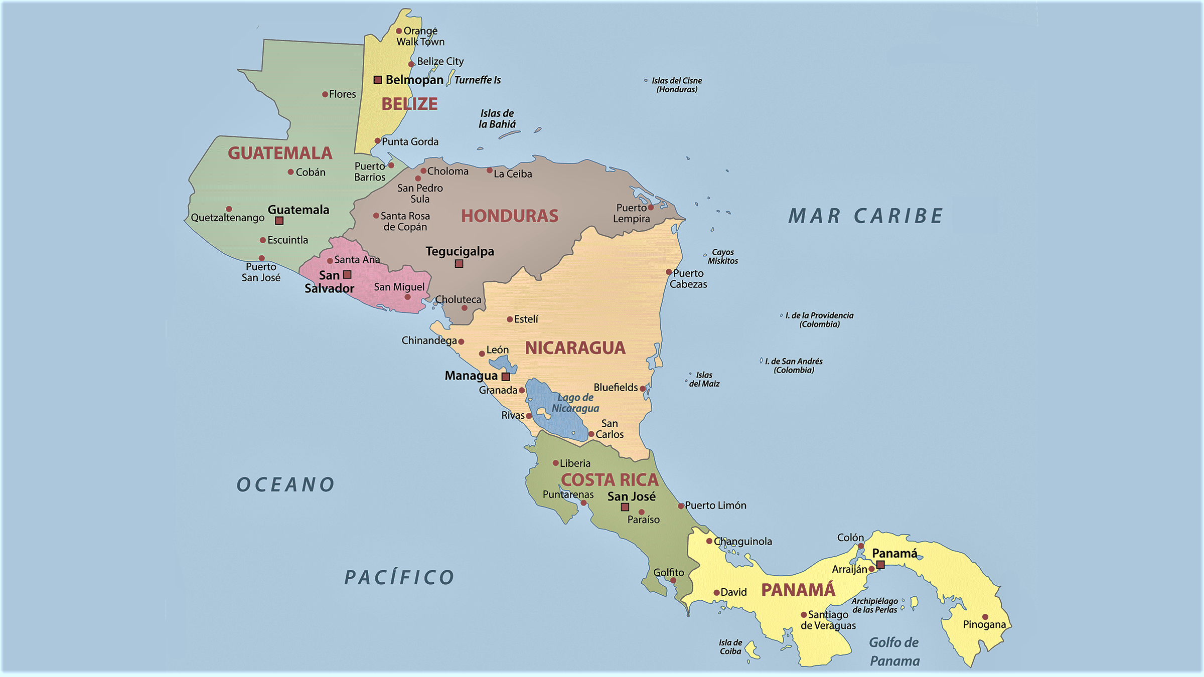 ▷ Mapa de Centroamérica | Político | Físico | Para Colorear ????