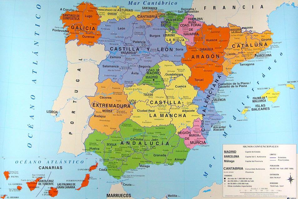 mapa politico españa con nombres