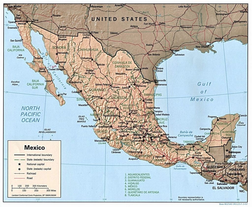 mapa de mexico con nombres