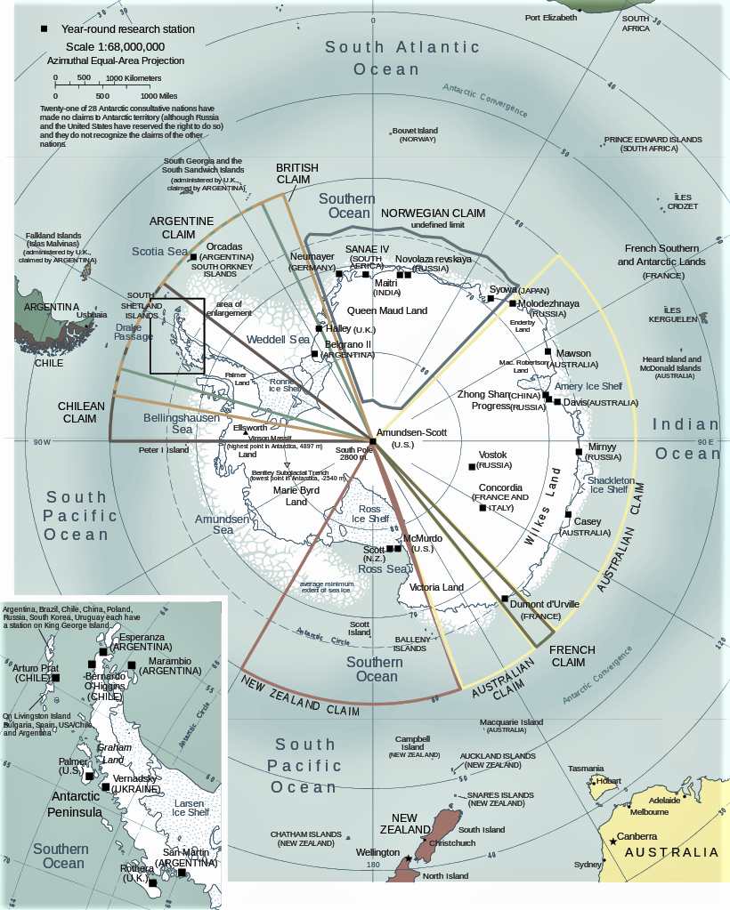 mapa politico antartida