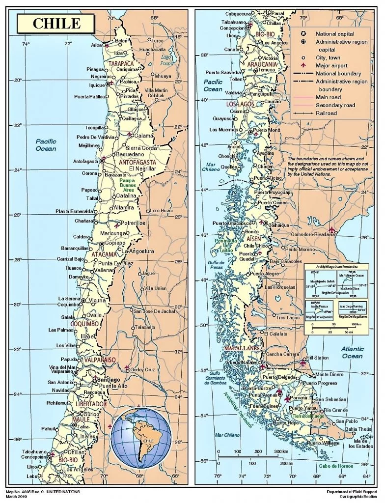 mapa politico chile detallado