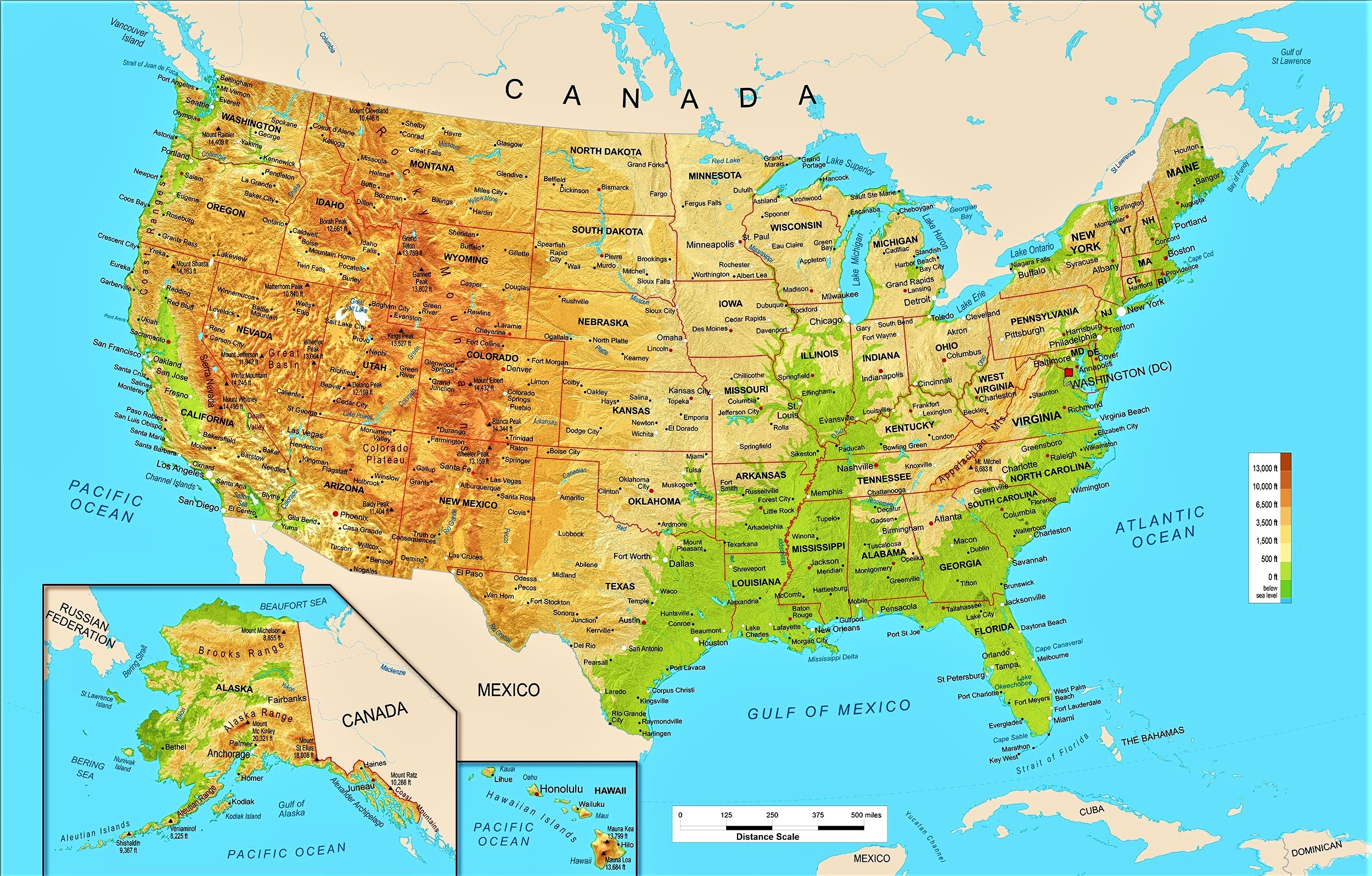 contactos en estados unidos de america mapa con nombres
