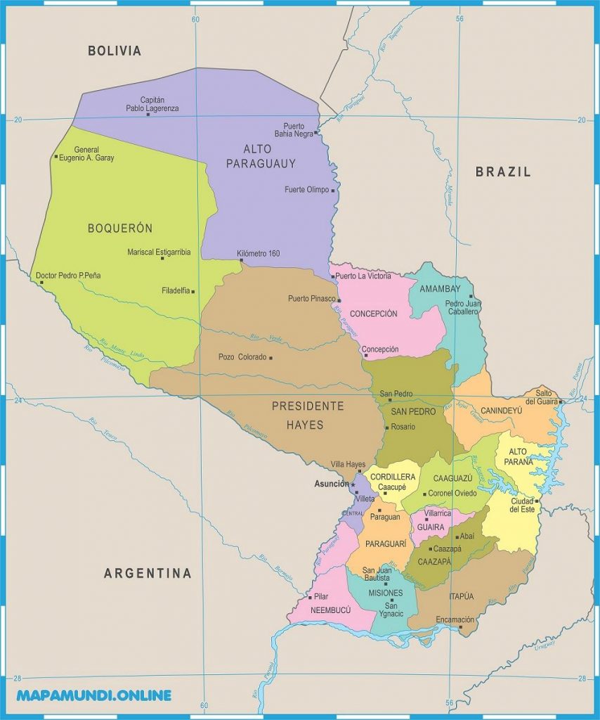 mapa politico paraguay nombres