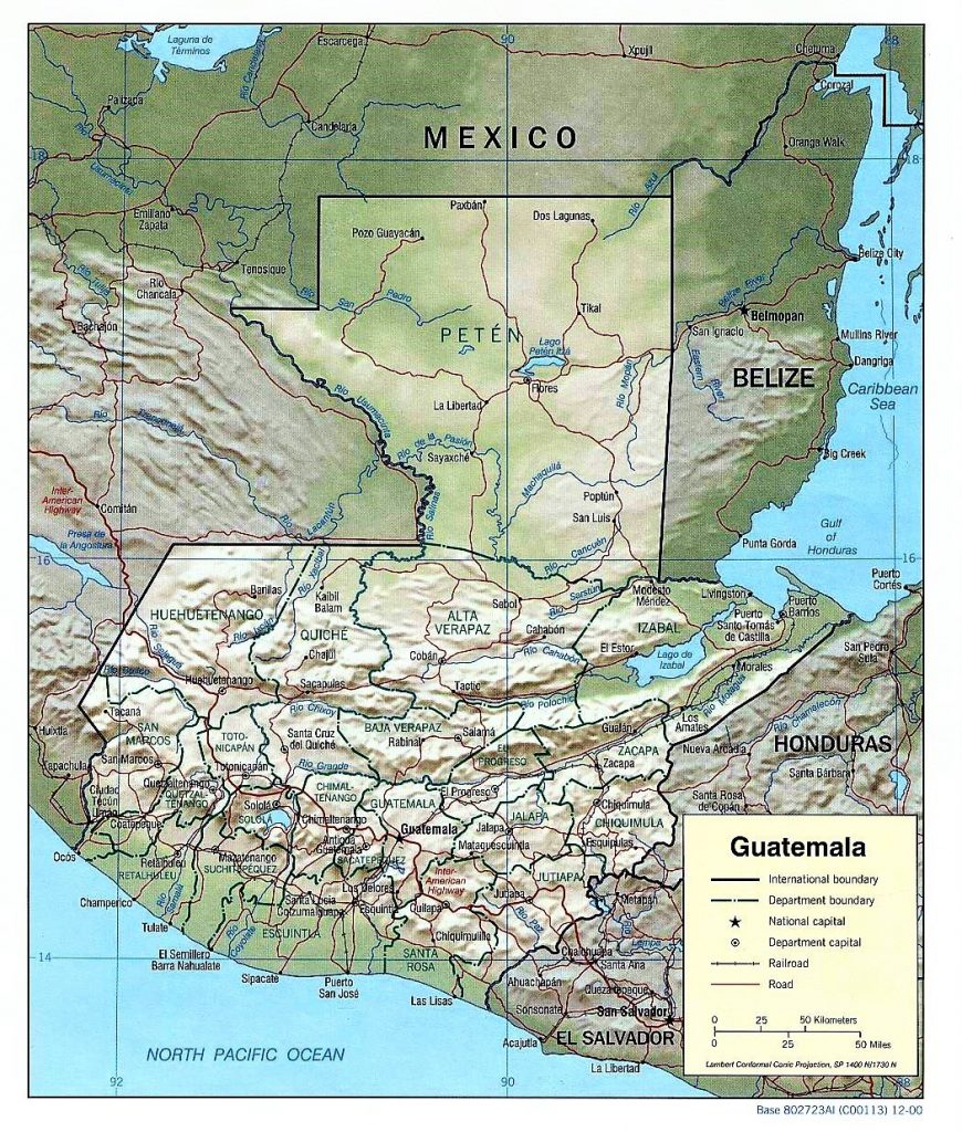 mapa fisico politico guatemala