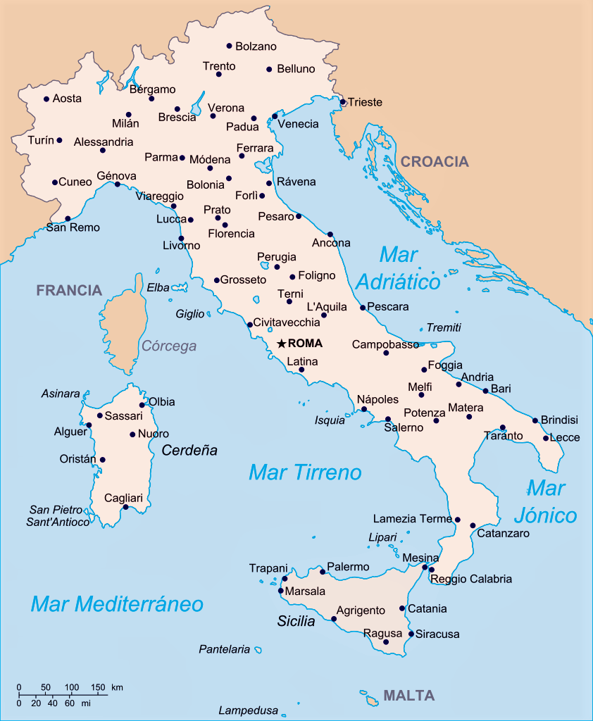 mapa italia nombres español
