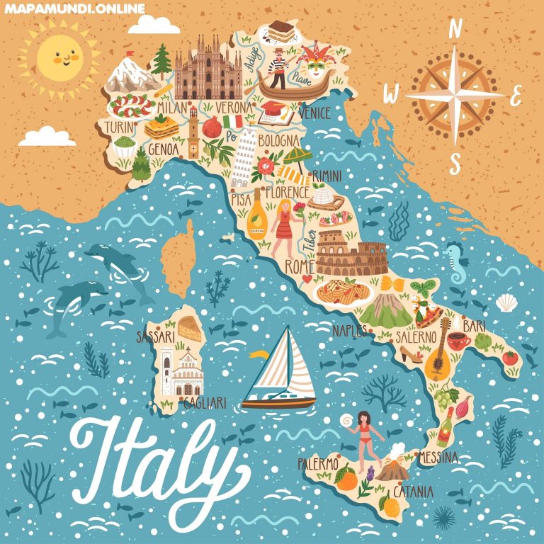 ⊛ Mapa de Italia 🥇 Político & Físico Grande Para Imprimir