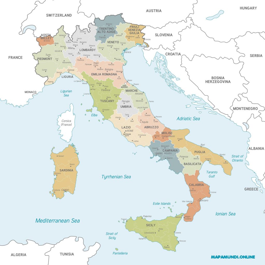 italia mapa politico