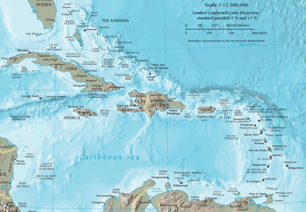 mapa politico antillas caribe