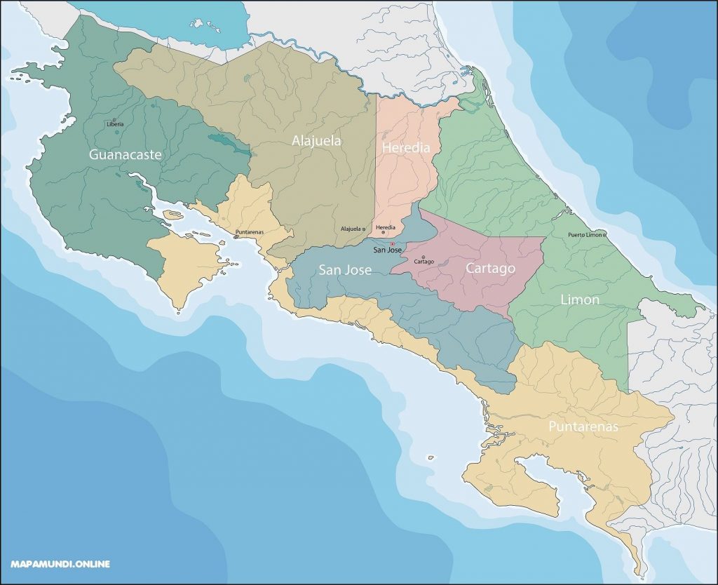 mapa provincias costa rica division