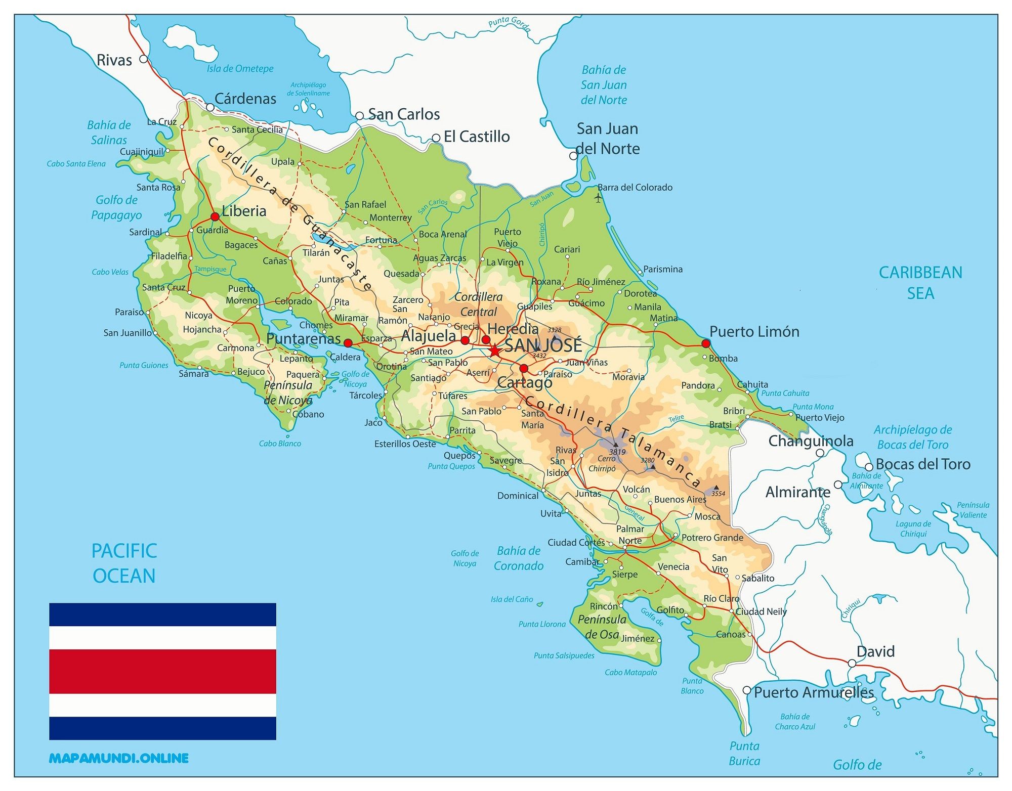 Costa Rica Mapa Mundi | Mapa