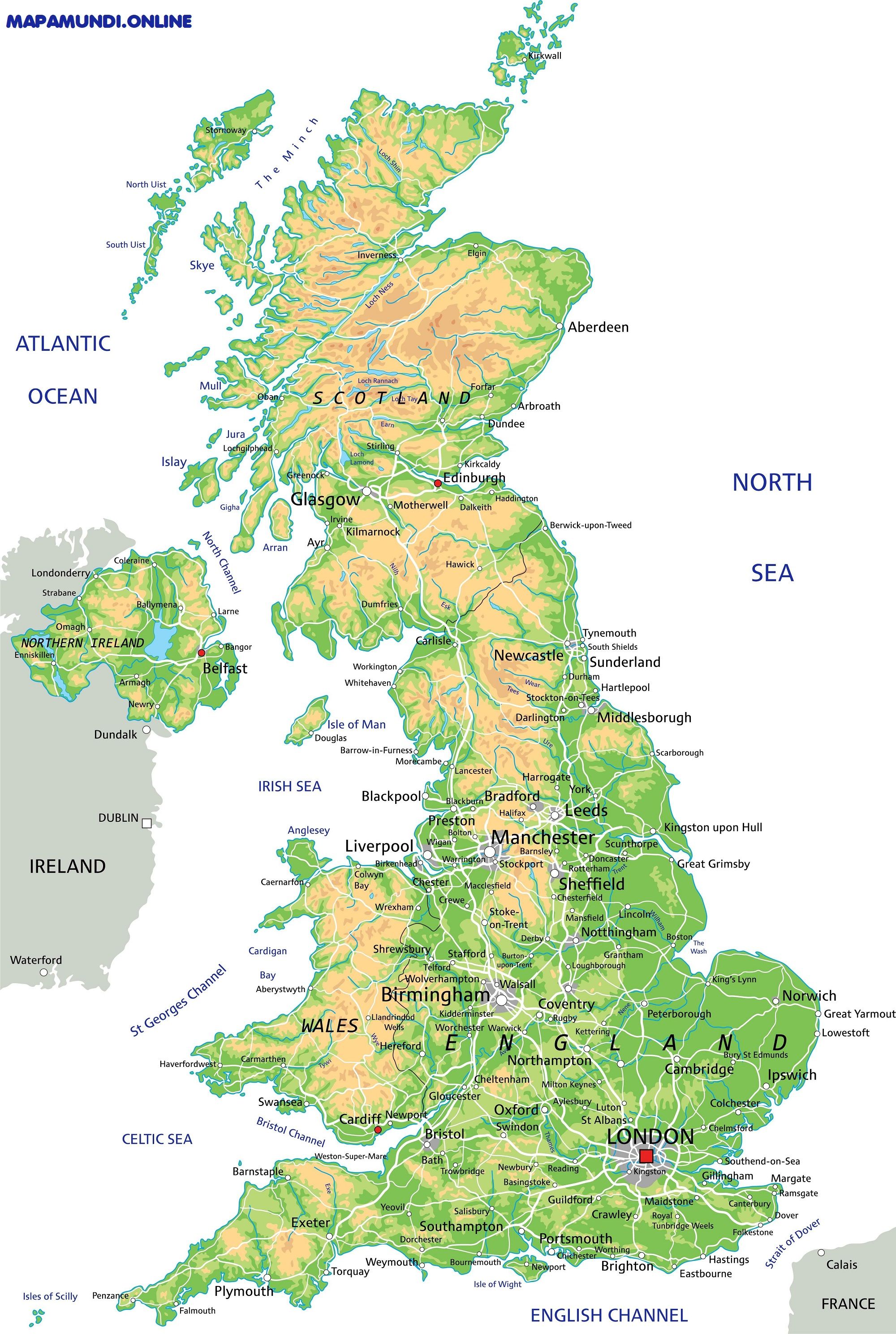 ZMFP146 Reversible político/físico laminado mapa Mapa de pared de Islas Británicas para niños 