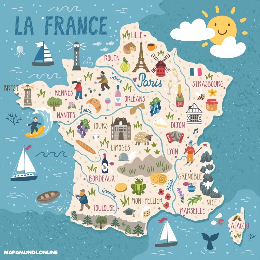 mapa francia para niños 