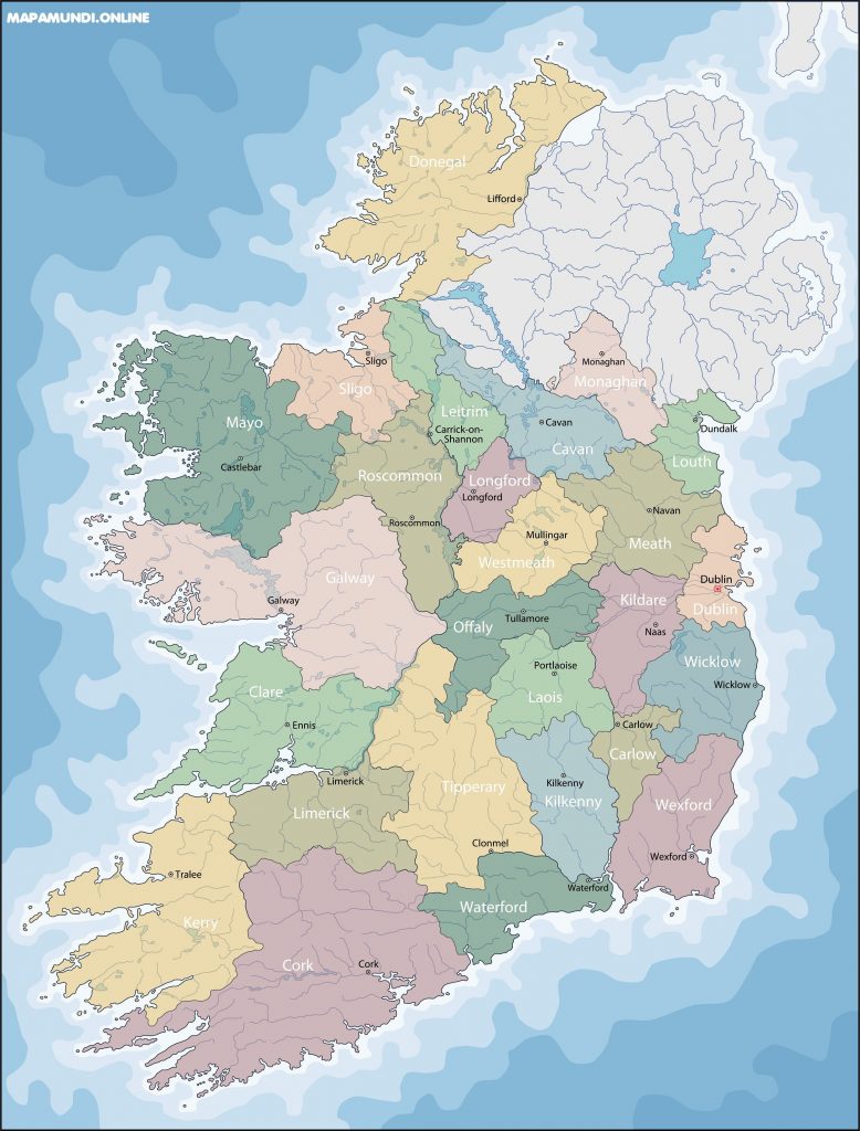 mapa irlanda politico grande