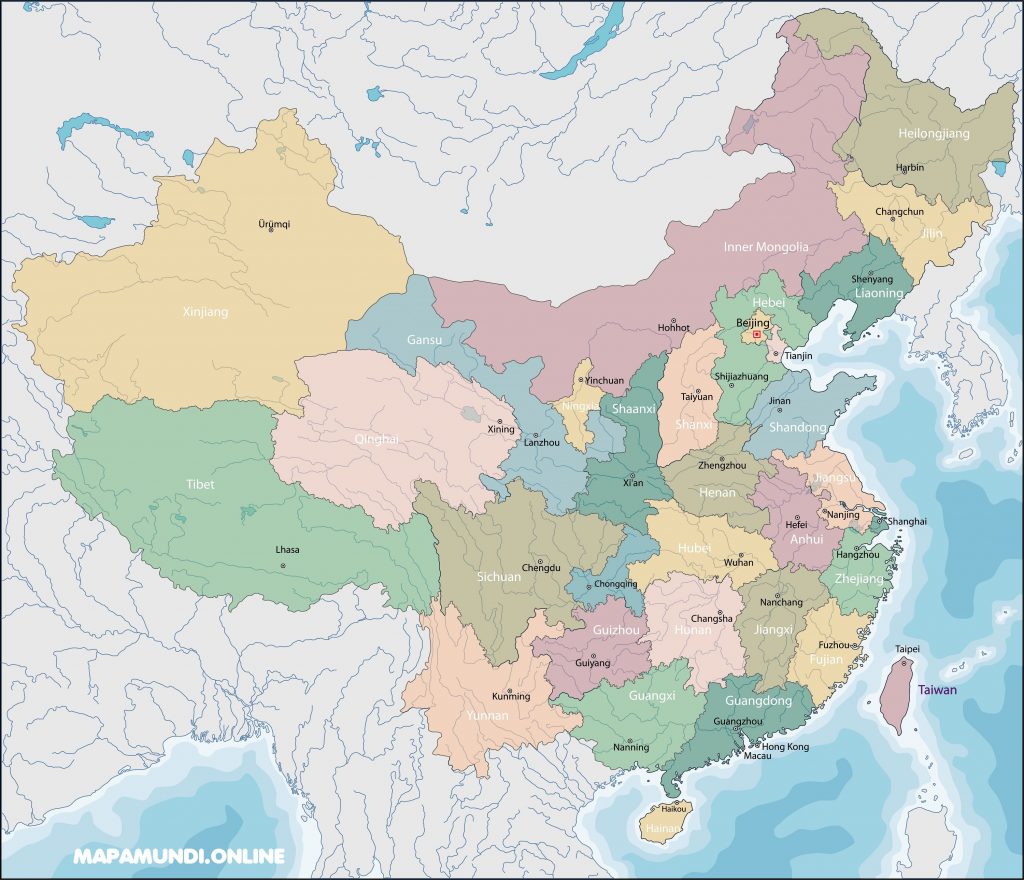mapa de china politico