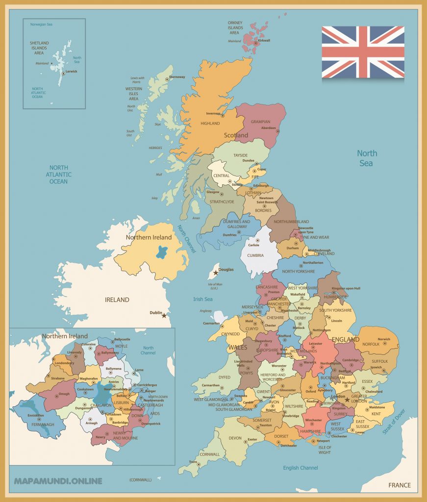 mapa reino unido politico nombres 