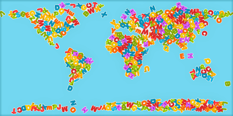 mapamundi para niños con letras colores