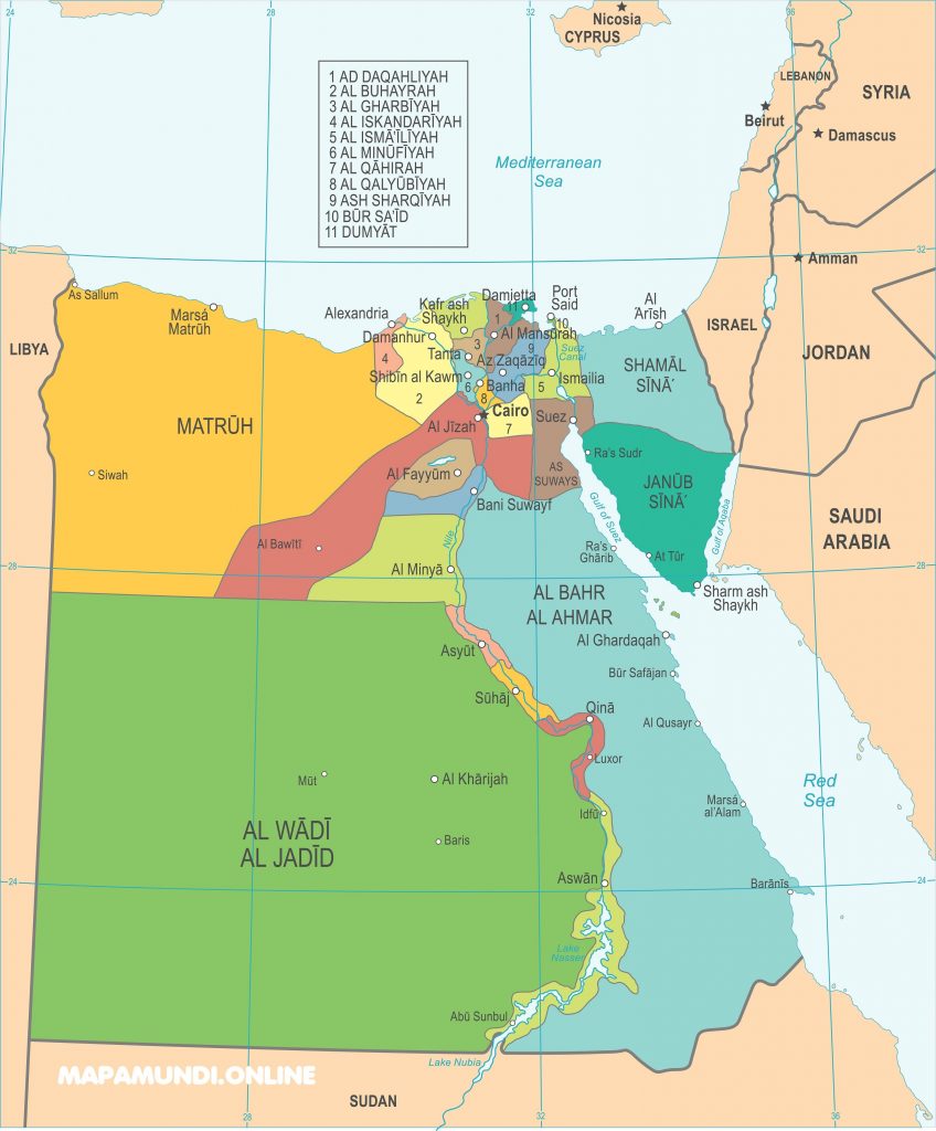  Mapa De Egipto Pol tico F sico Para Imprimir 2022