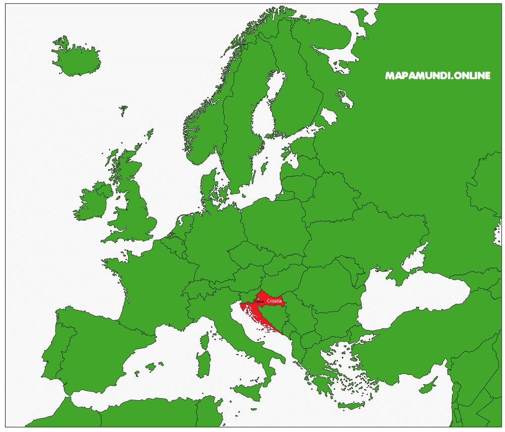 mapa de croacia en europa