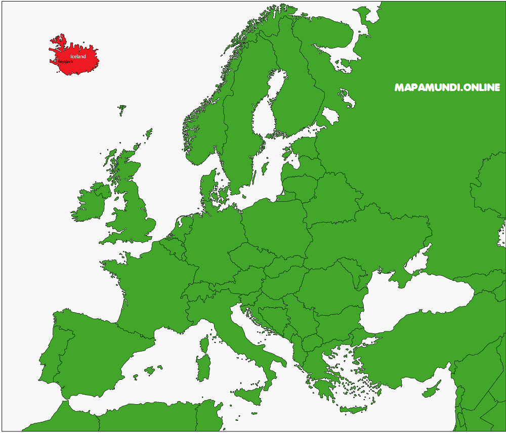 mapa islandia en europa