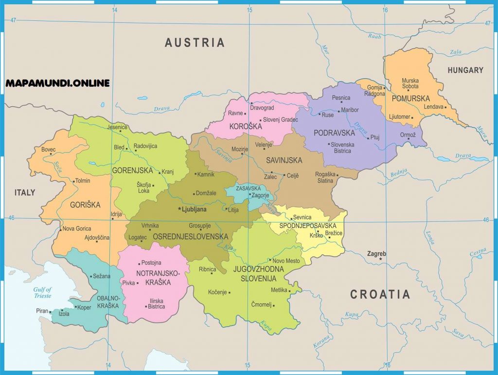 mapa politico eslovenia ciudades importantes