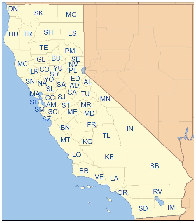 mapa condados california