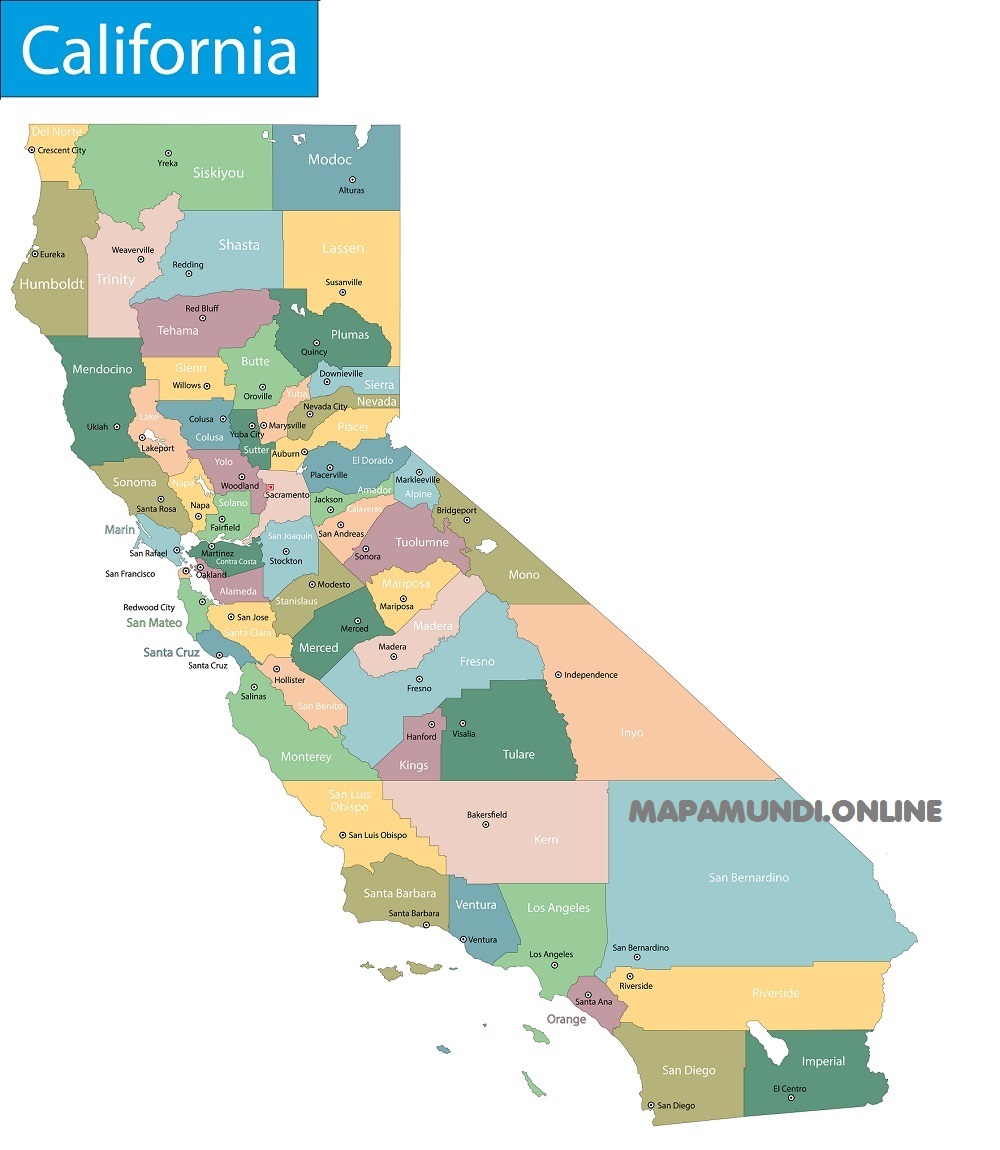 ⊛ Mapa de California ???? Político y Físico ▷ Imágenes HD | 2023