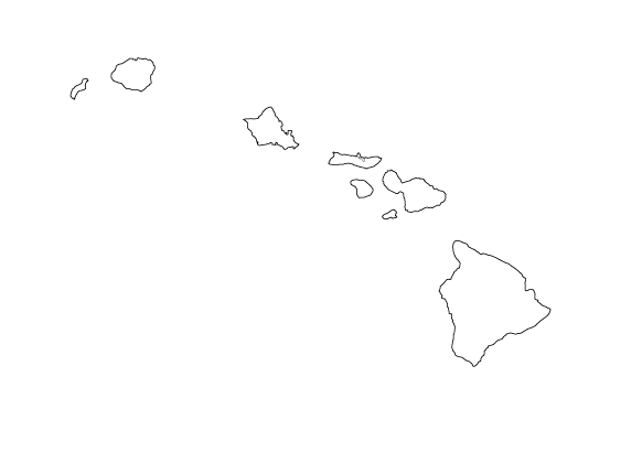 mapa hawaii blanco para colorear